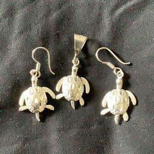 Mexican silver turtle set pendant and earrings